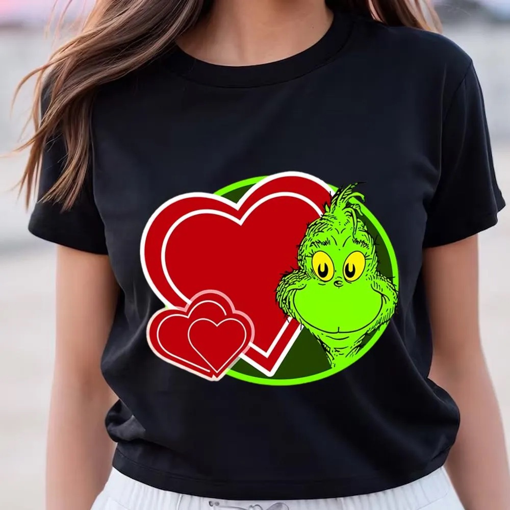 Valentine T-Shirt, Happy Grinch With Hearts Valentine Shirt, Valentine Day Shirt