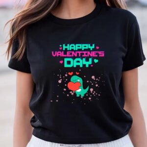 Valentine T-Shirt, Happy Valentines Day Dinosaur T-Shirt,&hellip;