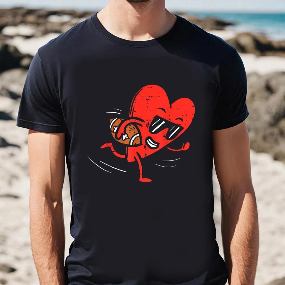 Valentine T-Shirt, Heart American Football Valentines Day Shirt, Valentine Day Shirt