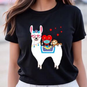 Valentine T-Shirt, Heart Mask Sloth Riding Llama&hellip;