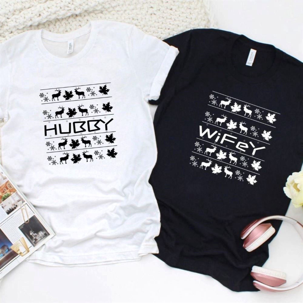 Valentine T-Shirt, Matching Outfits Set, Christmas Wifey Hubby Matching Outfits Festive Couple Set, Ideal Wedding Holiday Gift