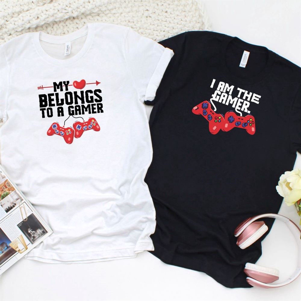 Valentine T-Shirt, Matching Outfits Set, Gamer Heart Matching Outfits Perfect Gift For Gaming Couples, Valentines Day Set