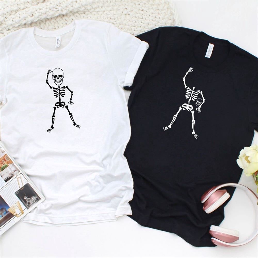 Valentine T-Shirt, Matching Outfits Set, Halloween Dancing Skeletons Matching Outfits Set Happy Spooky Season Couple Wear
