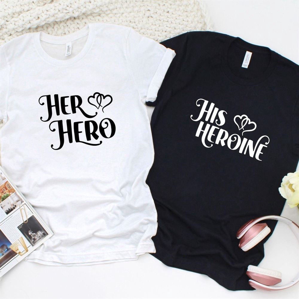 Valentine T-Shirt, Matching Outfits Set, His Heroine & Her Hero Adorable Matching Outfits For Couples