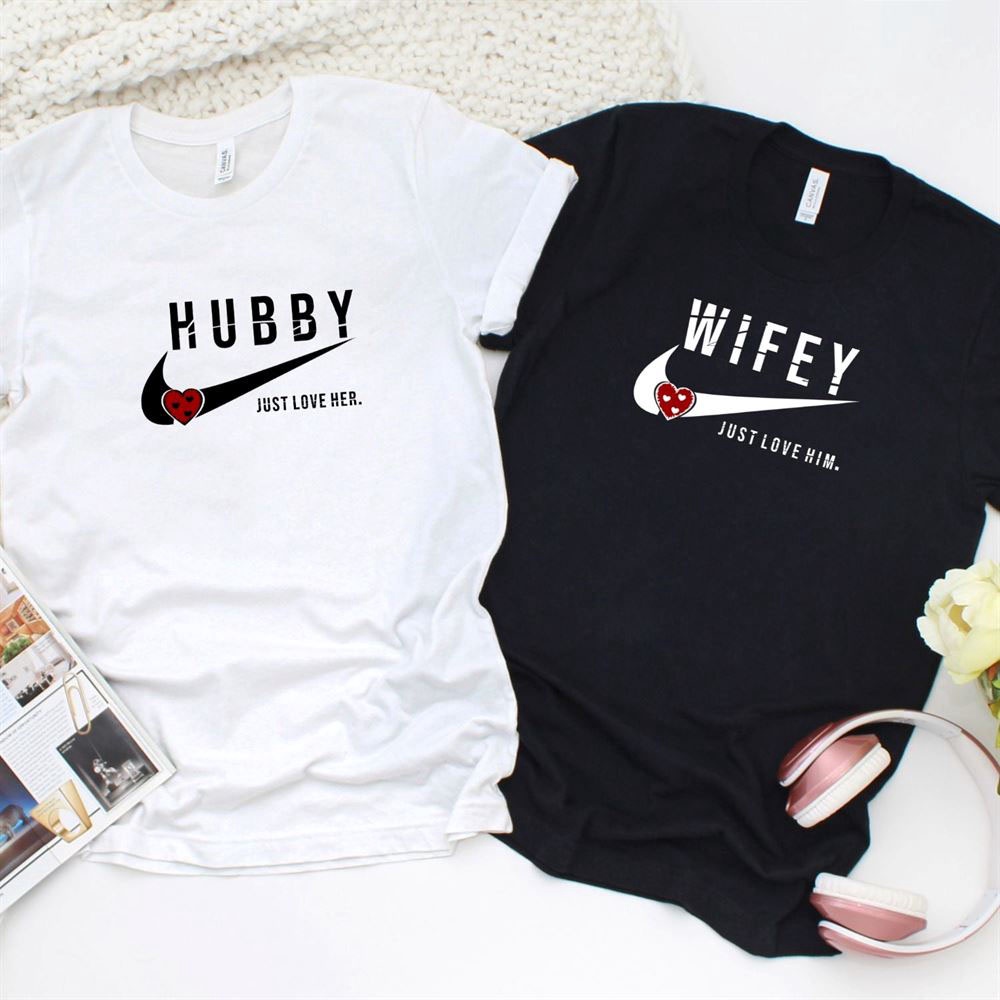 Valentine T-Shirt, Matching Outfits Set, Hubby And Wifey Valentines Day Love Himher Matching Set Ideal Couples Gift