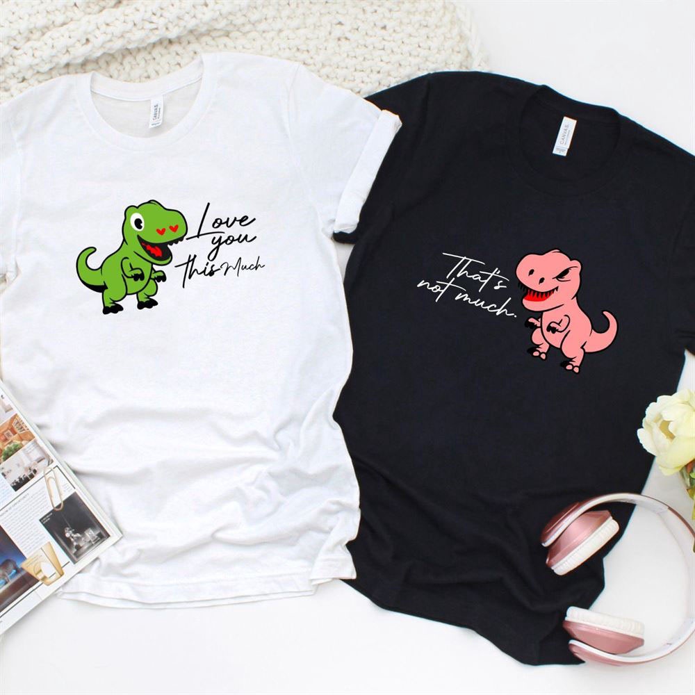Valentine T-Shirt, Matching Outfits Set, I Love You This Muchthats Not Much Funny T Rex Couple Matching Outfits