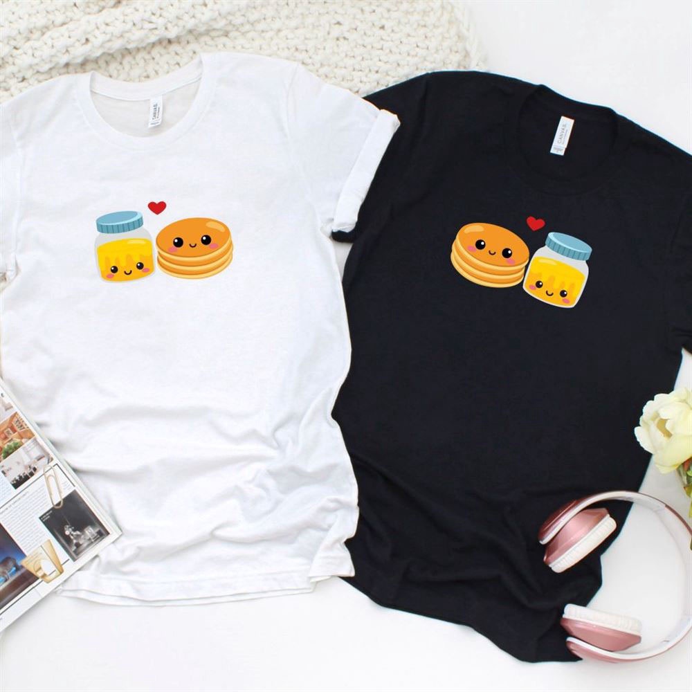 Valentine T-Shirt, Matching Outfits Set, Pancake And Honey Matching Outfits, Foodie Lovers Gift, Couples Valentine Set