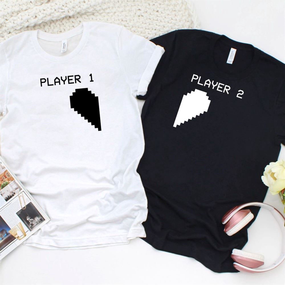 Valentine T-Shirt, Matching Outfits Set, Player 1 & 2 Matching Set, Perfect For Couples, Valentines Gift, Gaming Duo Outfit