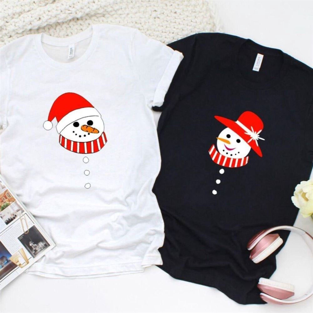 Valentine T-Shirt, Matching Outfits Set, Snowman Couple Matching Set His And Hers Christmas Outfit