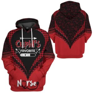Valentines Day Hoodie, 3D Cupid’s Favorite Nurse&hellip;