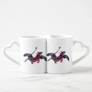 Vanlentine Heart Shaped Mug Set, Dragon Fantasy&hellip;