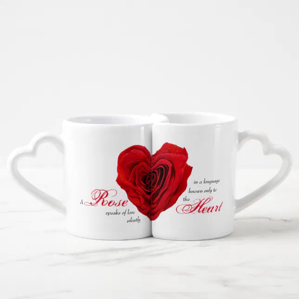 Vanlentine Heart Shaped Mug Set, Heart Shaped Red Rose Coffee Mug Set Vanlentine Heart Shaped Mug Set, Heart Shaped Red Rose Coffee Mug Set