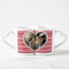 Vanlentine Heart Shaped Mug Set, Wedding Heart White Rose Invitation Coffee Mug Set