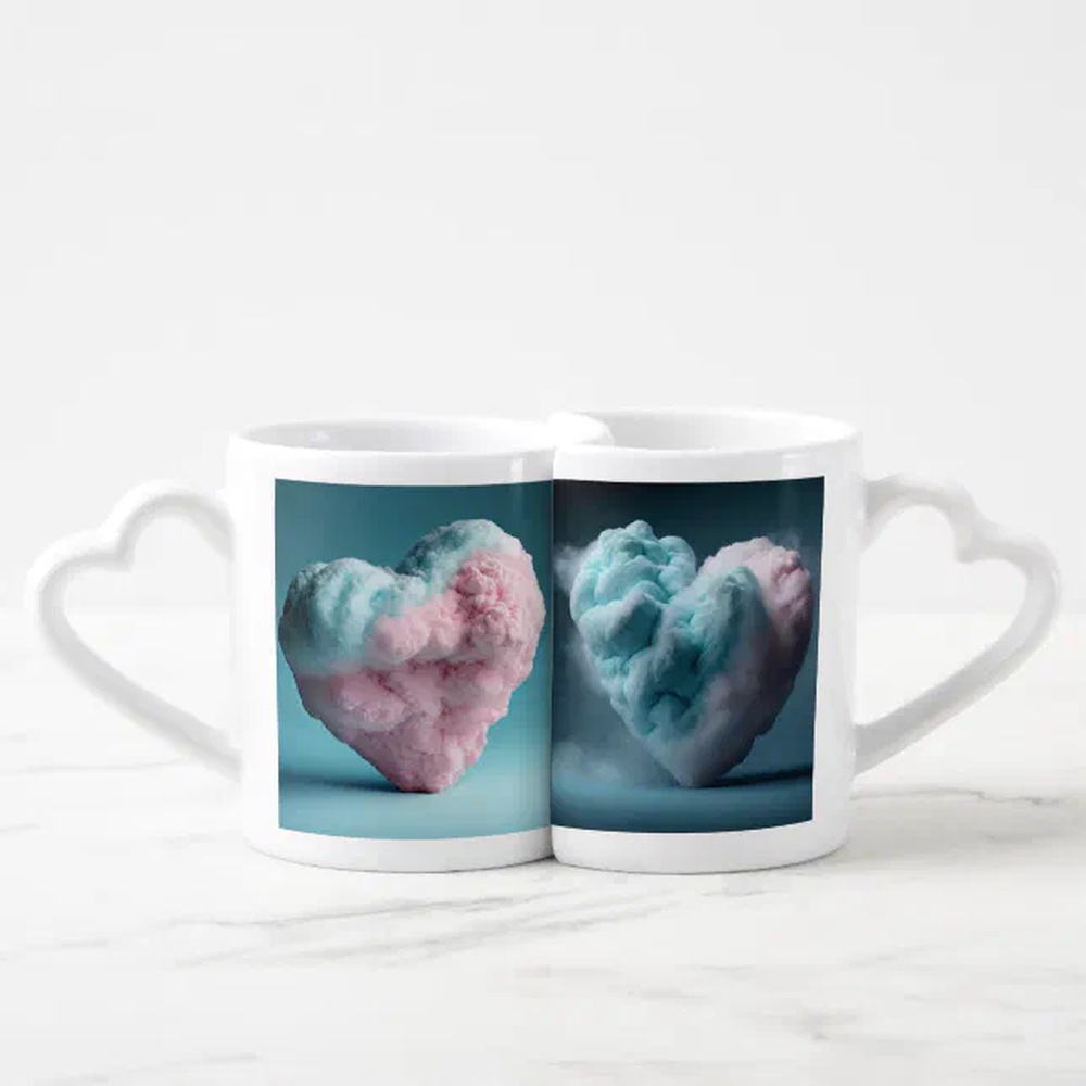Vanlentine Heart Shaped Mug Set, Sweetheart Lovers Mug Set  Heart-Shaped Handles