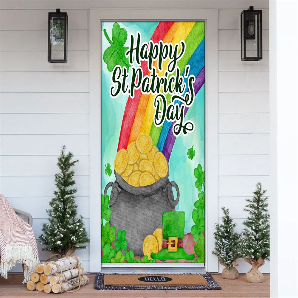 America Forever Rainbow Treasure Door Cover, St Patrick’s Day Door Cover, St Patrick’s Day Door Decor