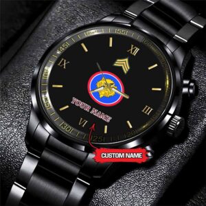 Army Watch, Army 106Th Infantry Division Custom Black Fashion Watch Proudly Served Gift, Military Watches, Us Army Watch
