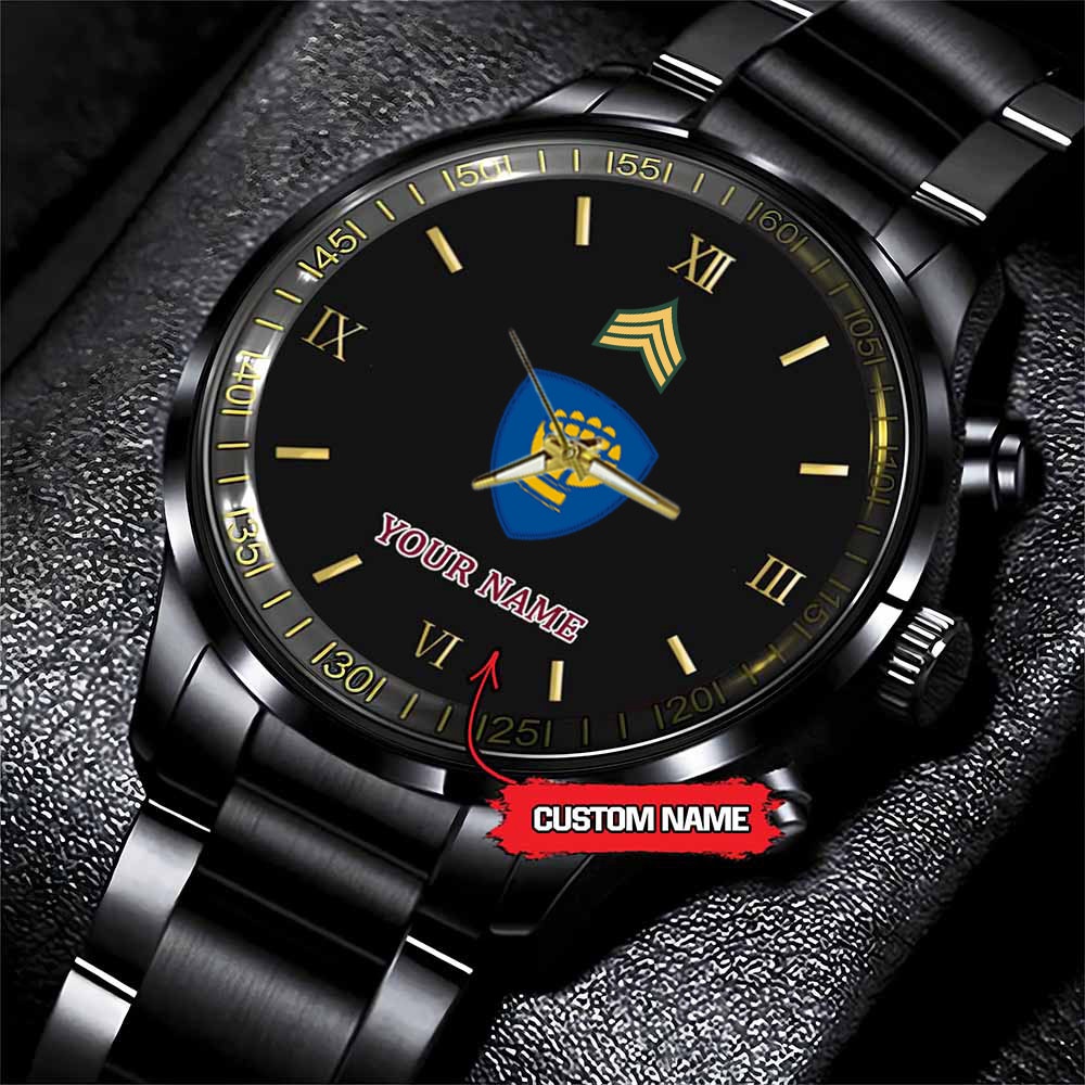 Army Watch, Army 46Th Infantry Division Custom Black Fashion Watch Proudly Served Gift, Military Watches, Us Army Watch