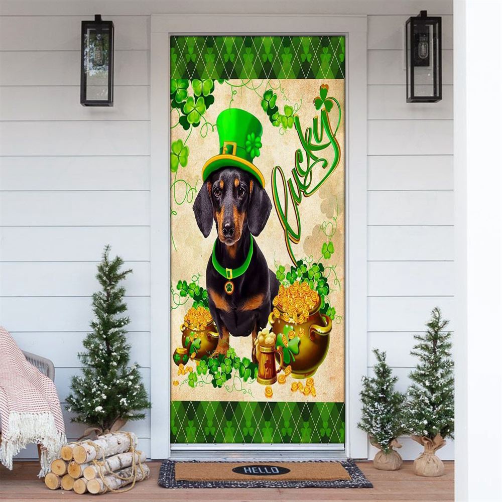 Black Dachshund Door Cover, St Patrick’s Day Door Cover, St Patrick’s Day Door Decor Black Dachshund Door Cover, St Patrick’s Day Door Cover, St Patrick’s Day Door Decor