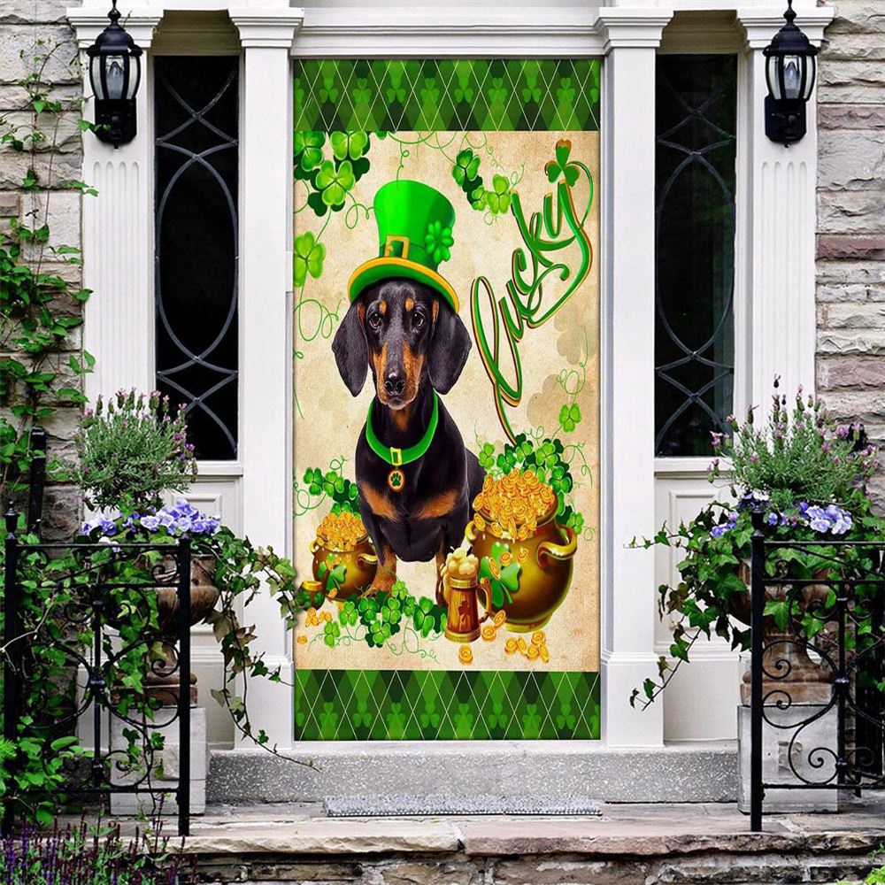 Black Dachshund Door Cover, St Patrick’s Day Door Cover, St Patrick’s Day Door Decor Black Dachshund Door Cover, St Patrick’s Day Door Cover, St Patrick’s Day Door Decor