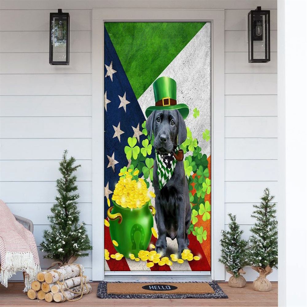 Black Labrador Door Cover, St Patrick’s Day Door Cover, St Patrick’s Day Door Decor