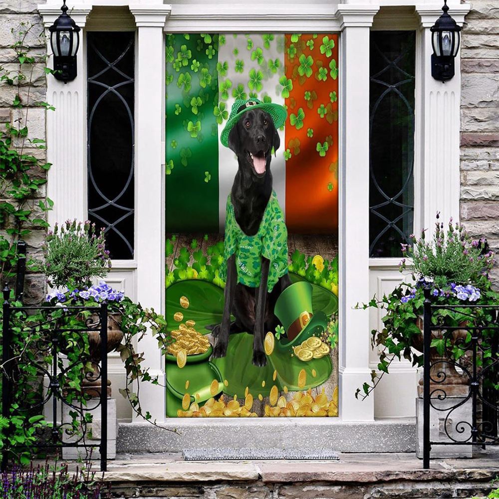 Black Labrador Door Cover, St Patrick’s Day Door Cover, St Patricks Day Door Decor