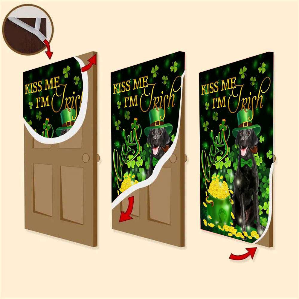 Black Labrador Kiss Me I’m Irish Door Cover, St Patrick’s Day Door Cover, St Patrick’s Day Door Decor