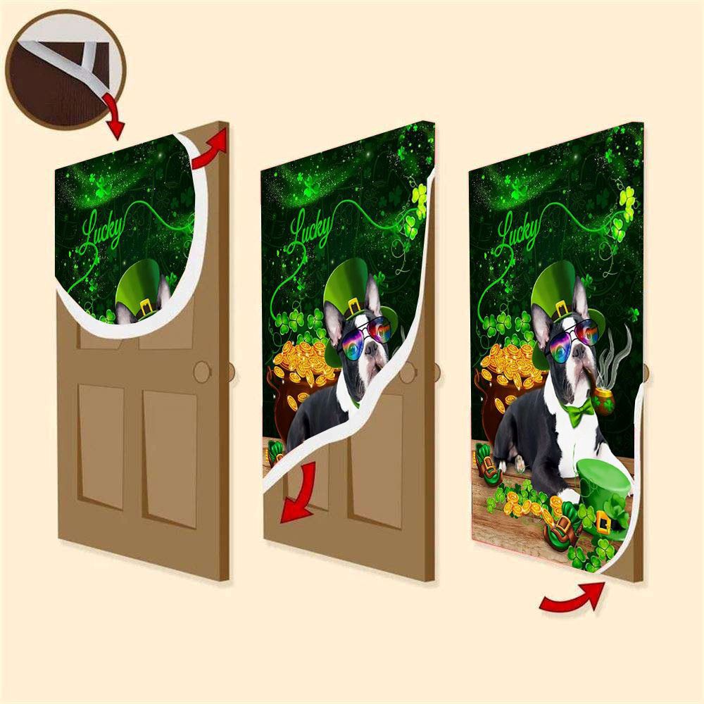 Boston Terrier Door Cover, St Patrick’s Day Door Cover, St Patrick’s Day Door Decor