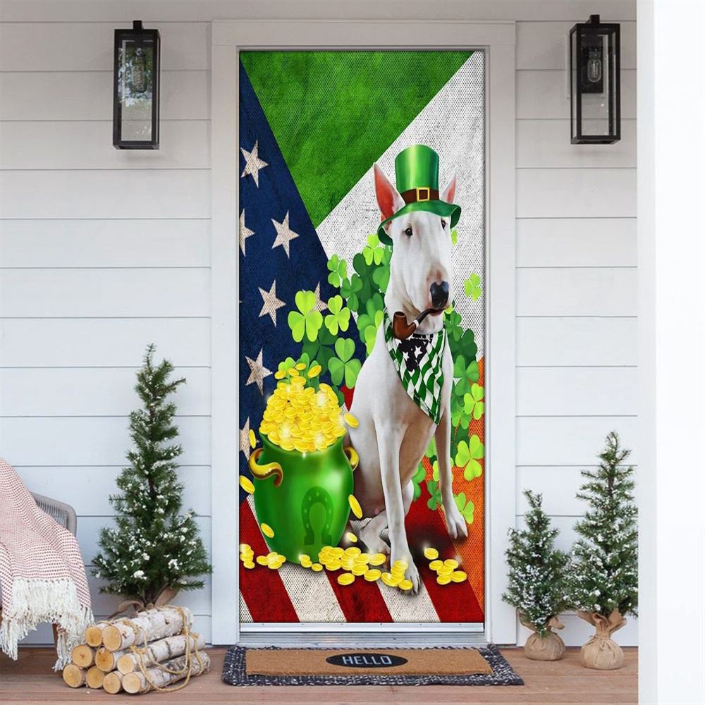 Bull Terrier Door Cover, St Patrick’s Day Door Cover, St Patrick’s Day Door Decor Bull Terrier Door Cover, St Patrick’s Day Door Cover, St Patrick’s Day Door Decor