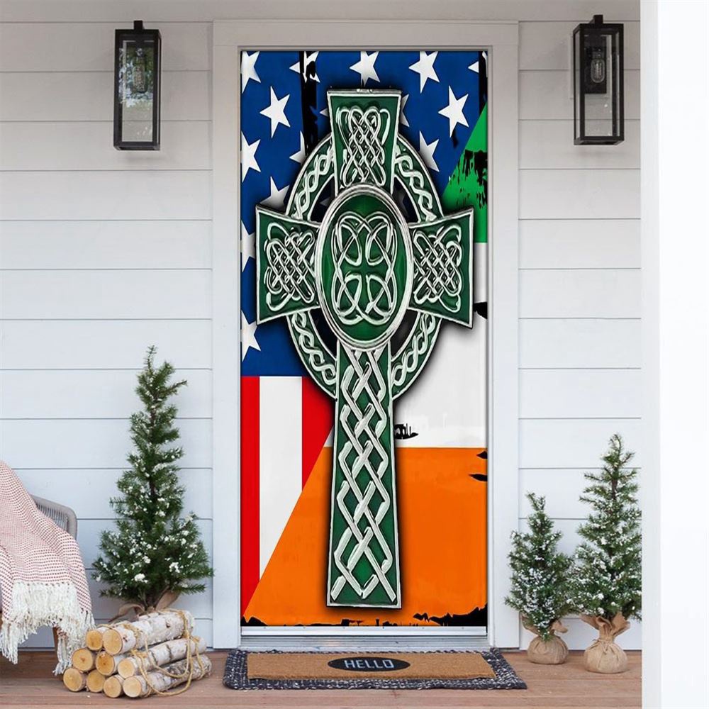 Celtic Cross Irish Saint Patrick’s Day Door Cover, St Patrick’s Day Door Cover, St Patrick’s Day Door Decor