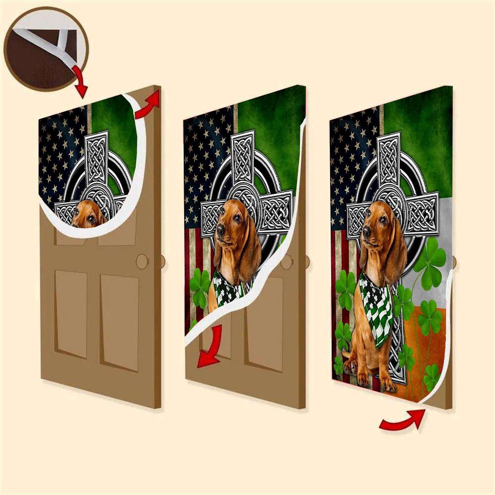 Dachshund Irish Cross Clover St Patrick’s Day Door Cover, St Patrick’s Day Door Cover, St Patrick’s Day Door Decor