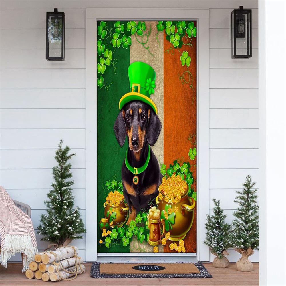 Dachshund Irish Door Cover, St Patrick’s Day Door Cover, St Patrick’s Day Door Decor