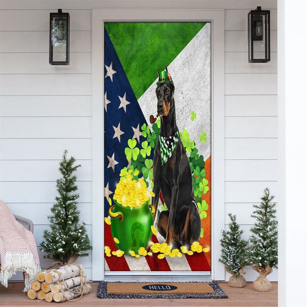 Doberman Door Cover, St Patrick’s Day Door Cover, St Patrick’s Day Door Decor