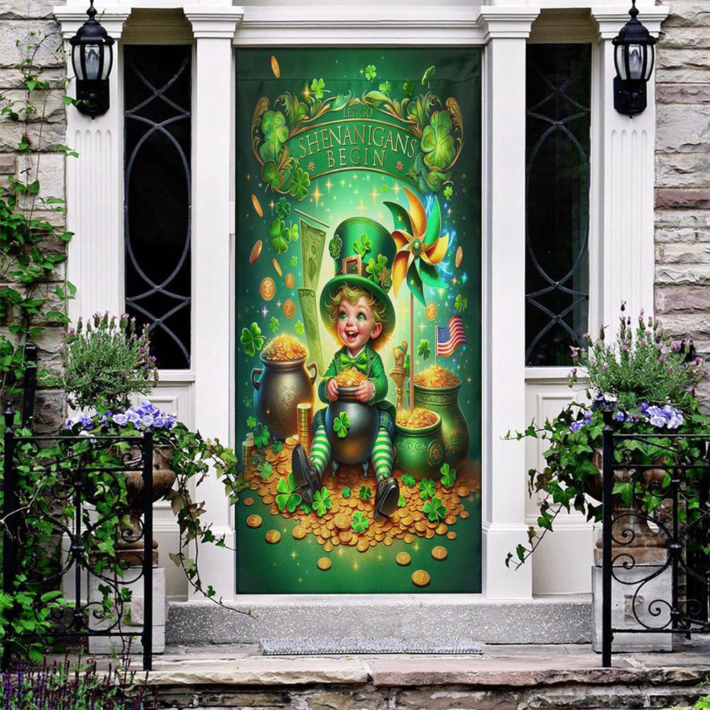 Gold Coins And Leprechaun Door Cover, St Patrick’s Day Door Cover, St Patrick’s Day Door Decor