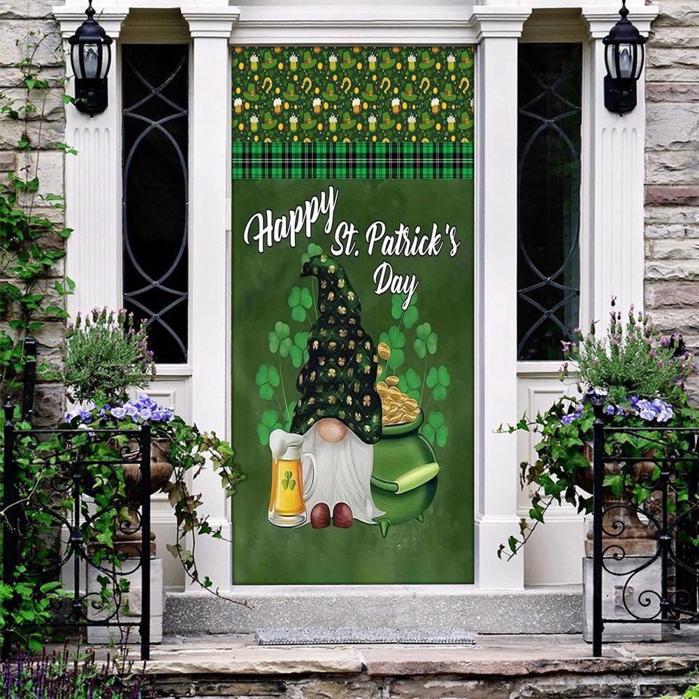 Green Gnome Brings Beer Door Cover, St Patrick’s Day Door Cover, St Patrick’s Day Door Decor