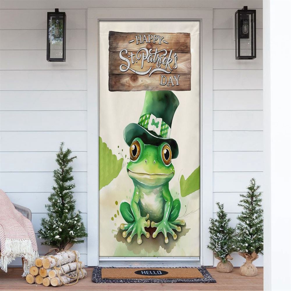 Happy Patrick’s Day Door Cover, Gift For Frog Lovers, St Patrick’s Day Door Cover, St Patrick’s Day Door Decor
