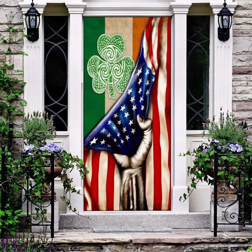 Happy Saint Patrick’s Day Shamrock Irish American Door Cover, St Patrick’s Day Door Cover, St Patrick’s Day Door Decor