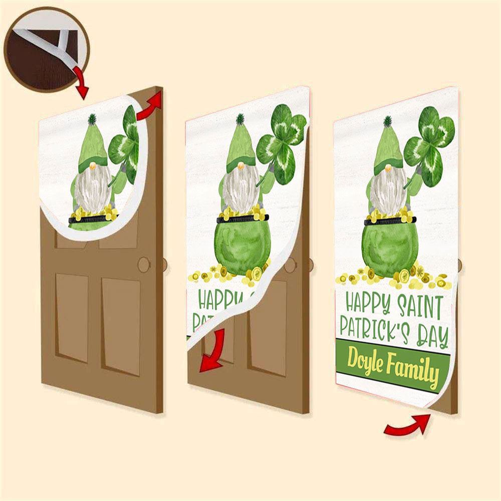 Happy St Patrick’s Day Gnome Personalized Door Cover, St Patrick’s Day Door Cover, St Patrick’s Day Door Decor