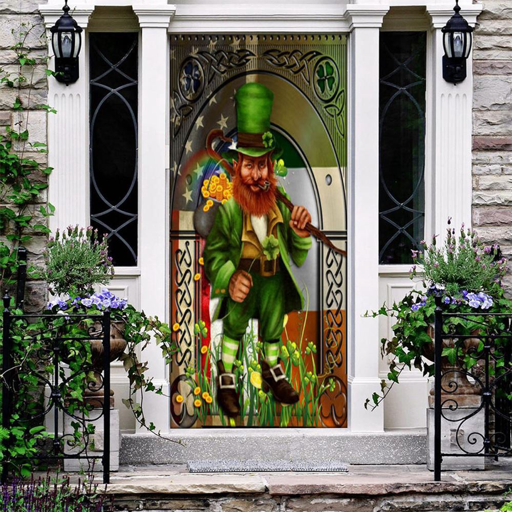 Happy St Patricks Day Irish American Leprechaun Door Cover, St Patrick’s Day Door Cover, St Patrick’s Day Door Decor