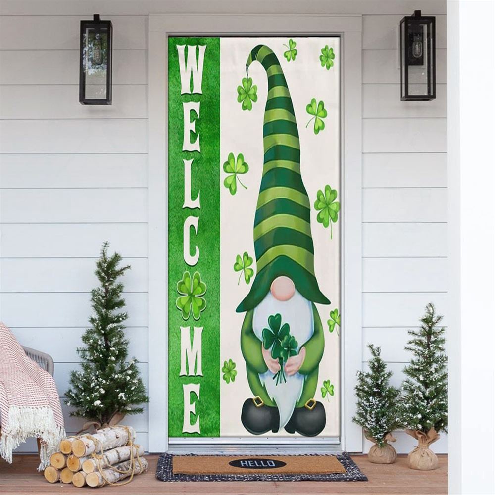 Irish Gnome Welcome Door Cover, St Patrick’s Day Door Cover, St Patricks Day Door Decor