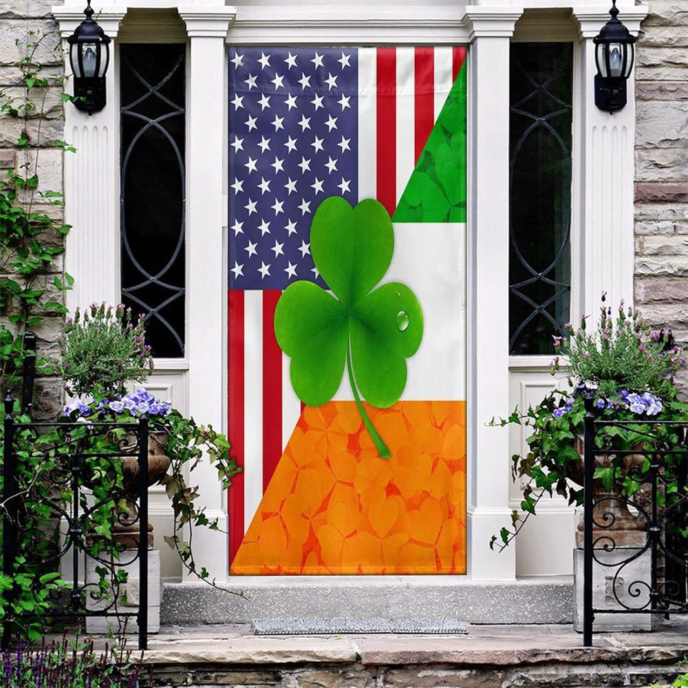 Irish Shamrock American Door Cover, St Patrick’s Day Door Cover, St Patrick’s Day Door Decor