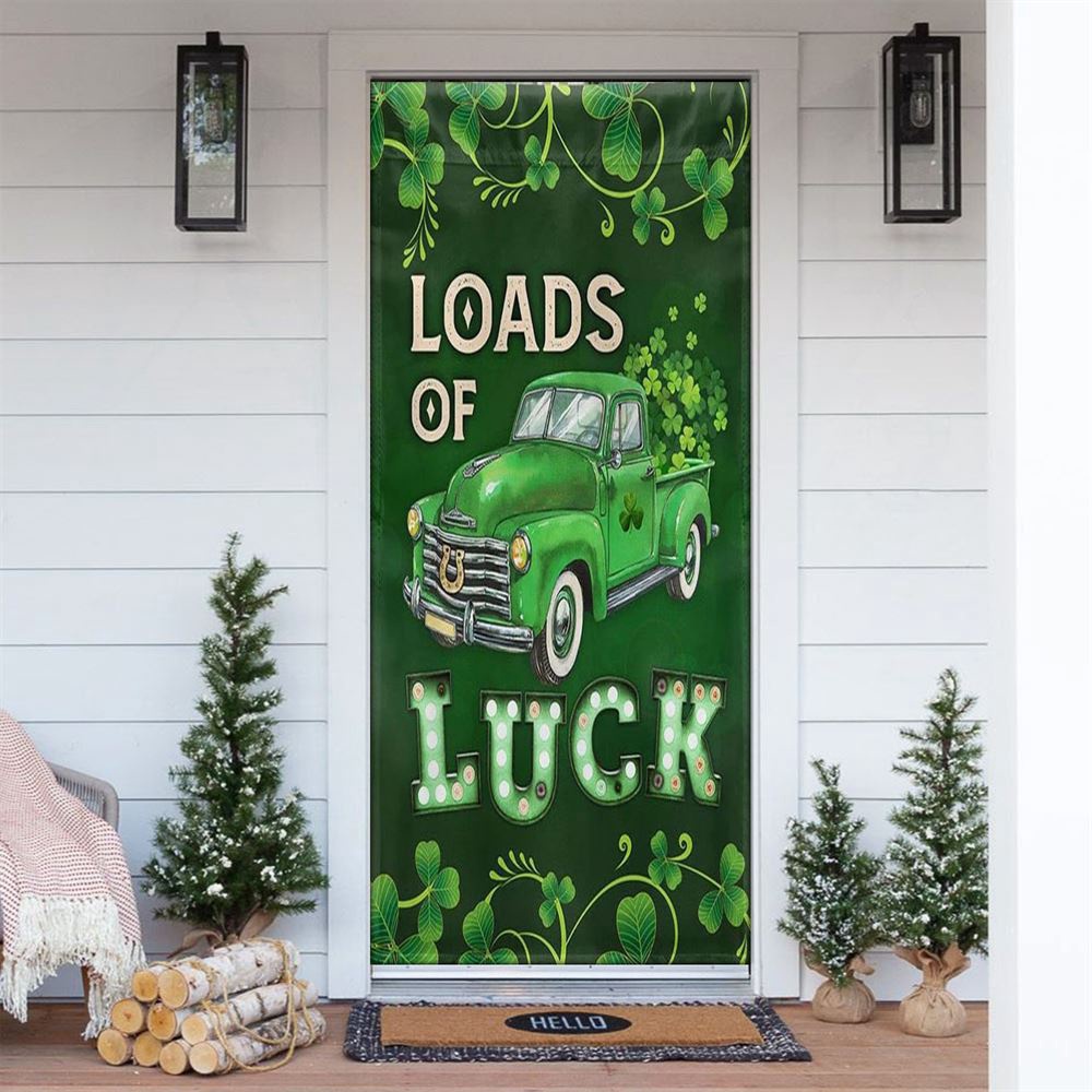 Irish Shamrock Loads Of Luck Door Cover, St Patrick’s Day Door Cover, St Patrick’s Day Door Decor
