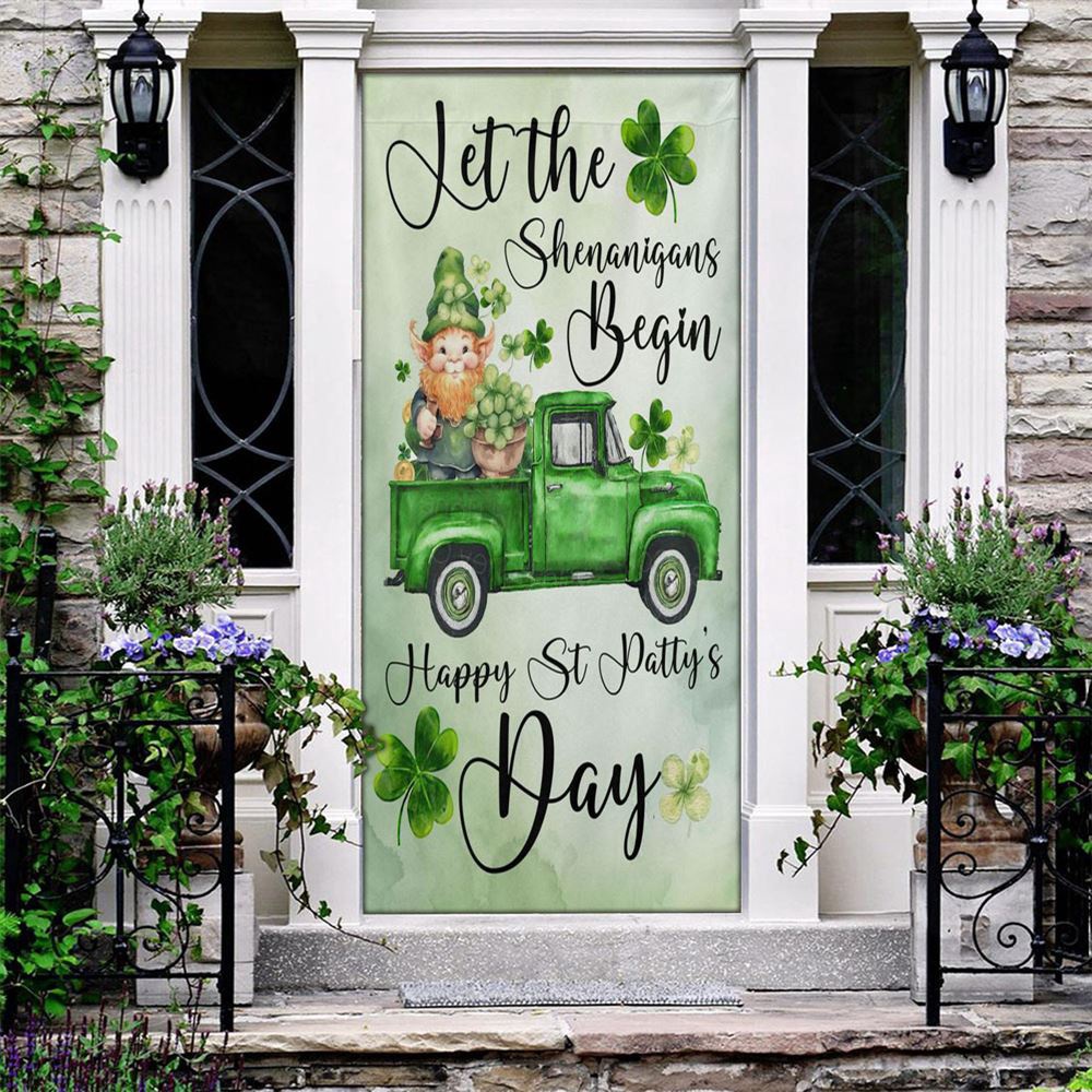 Let The Shenanigans Begin Door Cover, Gift For The Irish, St Patrick’s Day Door Cover, St Patrick’s Day Door Decor