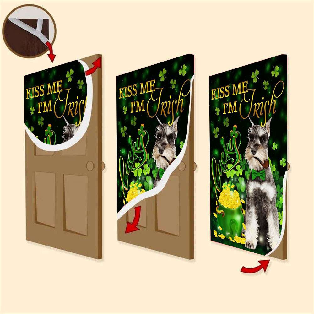 Miniature Schnauzer Kiss Me I’m Irish Door Cover, St Patrick’s Day Door Cover, St Patrick’s Day Door Decor