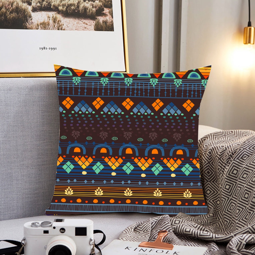 Native American Pillow Case, BEthno Brown Blue Pillow Cover, Native American Pillow Covers