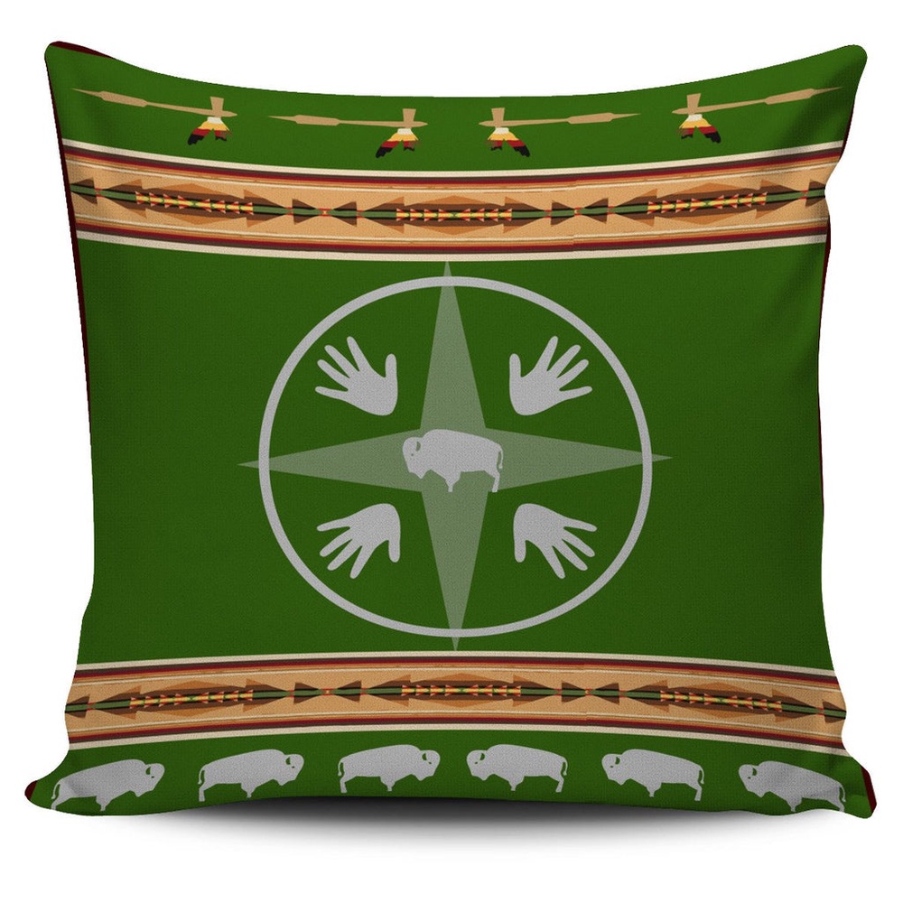 Native American Pillow Case, Blue Bisons Running Native American Pillow Covers, Native American Pillow Covers