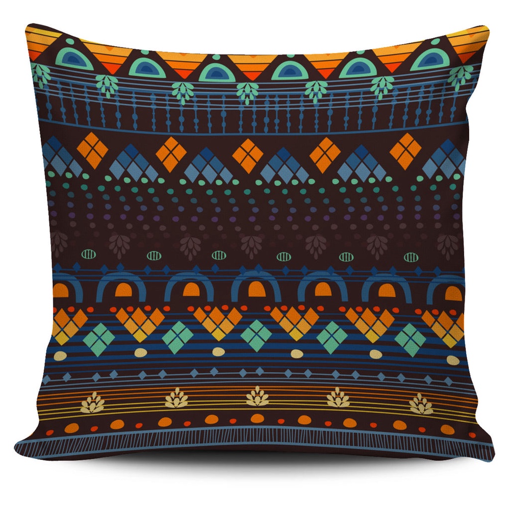 Native American Pillow Case, Ethno Brown Blue Pillow Cover, Native American Pillow Covers