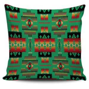 Native American Pillow Case, Green Tribe Pattern&hellip;
