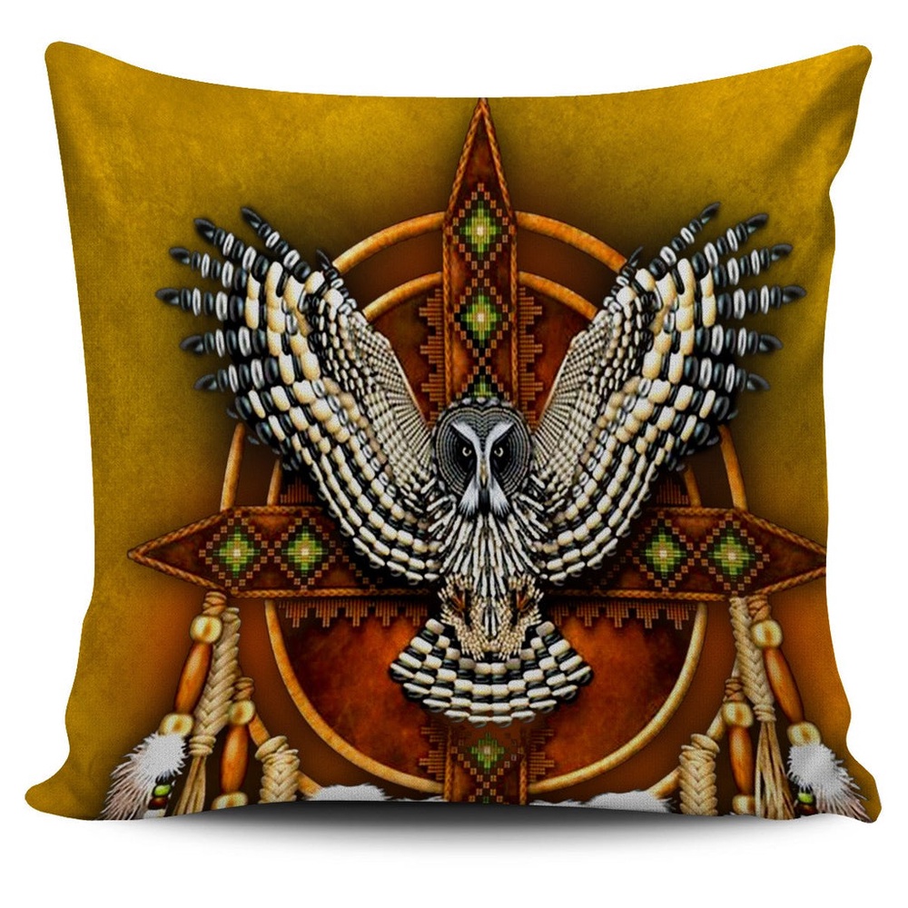 Native American Pillow Case, Snow Owl Dreamcatcher Native American Pillow Covers, Native American Pillow Covers