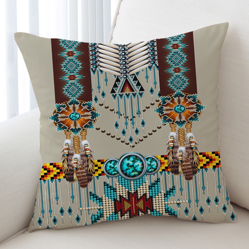 Native American Pillow Case, Turquoise Blue Pattern Breastplate Native American Pillow Cover, Native American Pillow Covers Native American Pillow Case, Turquoise Blue Pattern Breastplate Native American Pillow Cover, Native American Pillow Covers