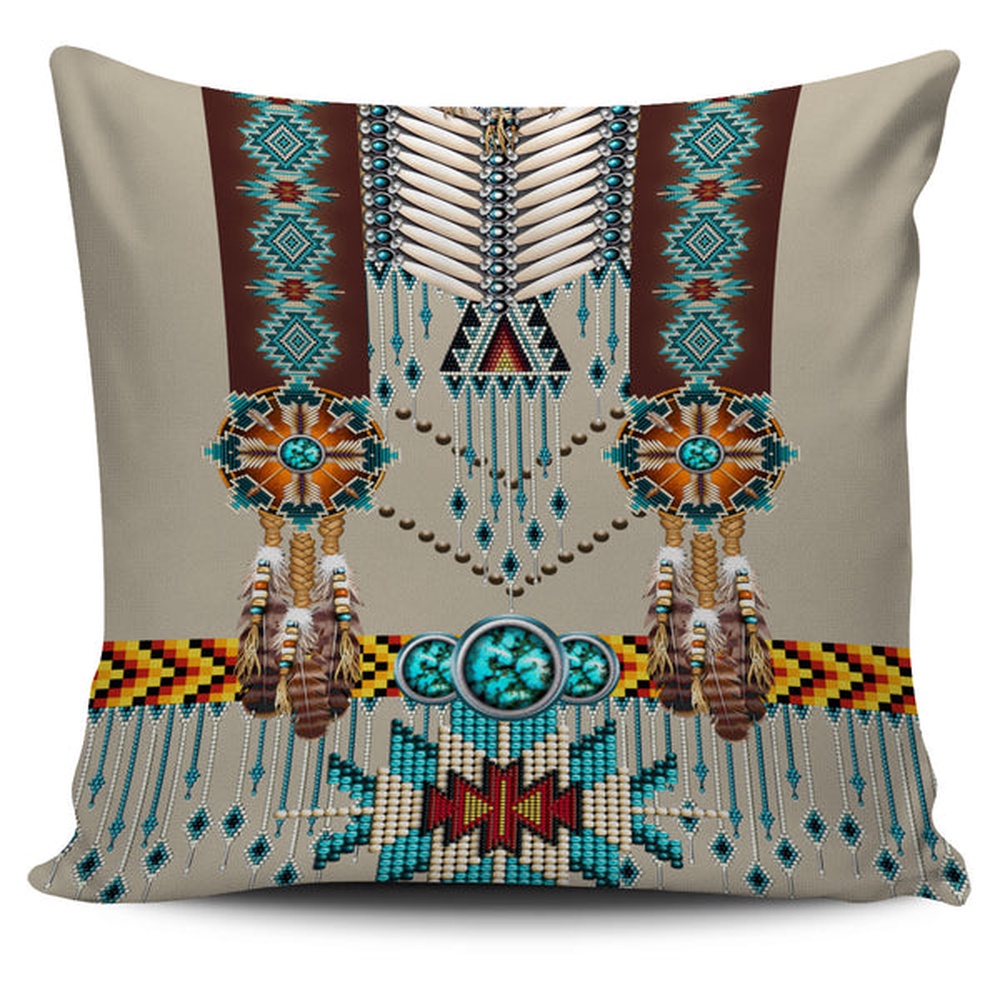 Native American Pillow Case, Turquoise Blue Pattern Breastplate Native American Pillow Cover, Native American Pillow Covers Native American Pillow Case, Turquoise Blue Pattern Breastplate Native American Pillow Cover, Native American Pillow Covers